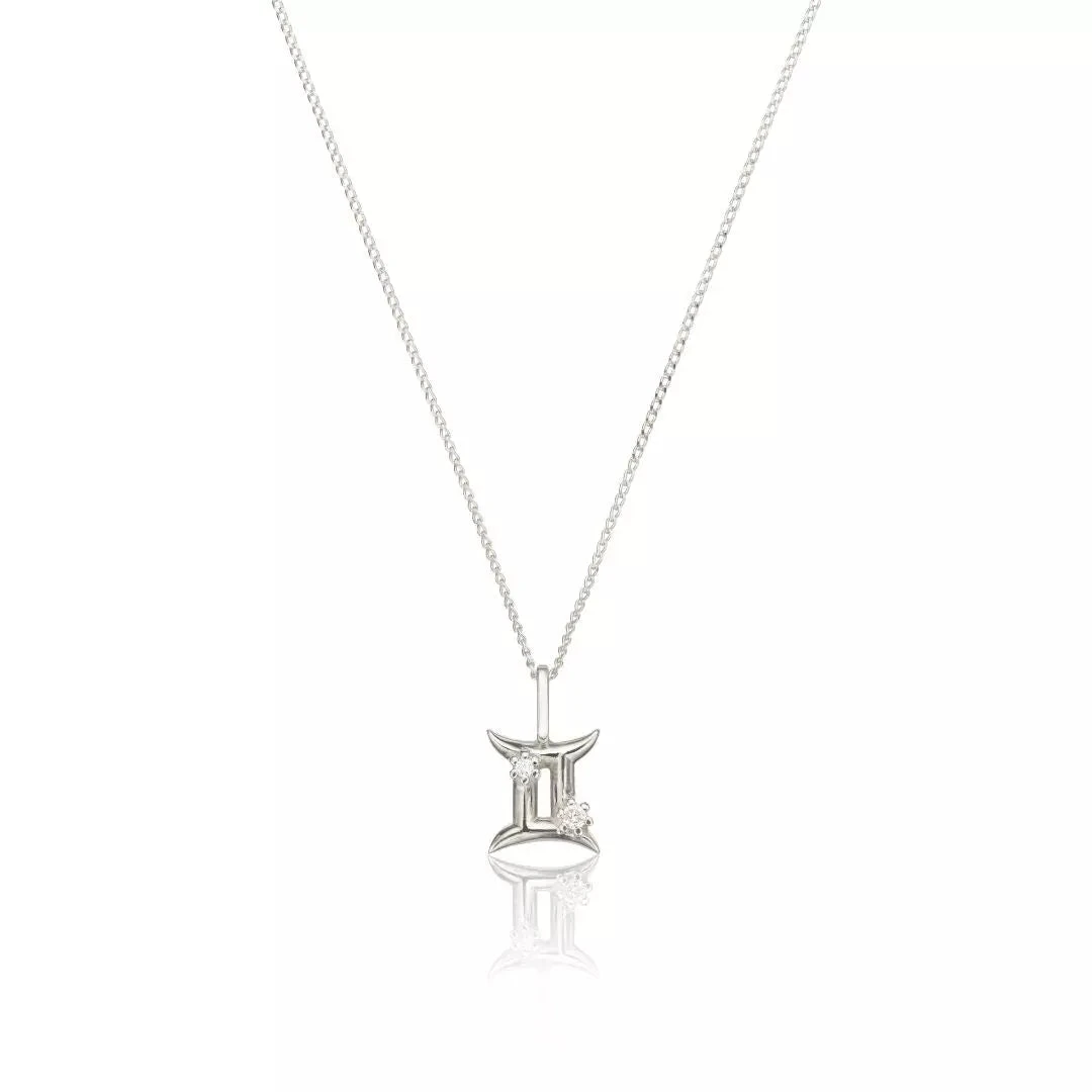 Solid White Gold Genuine Diamond Zodiac Necklace - Image 13