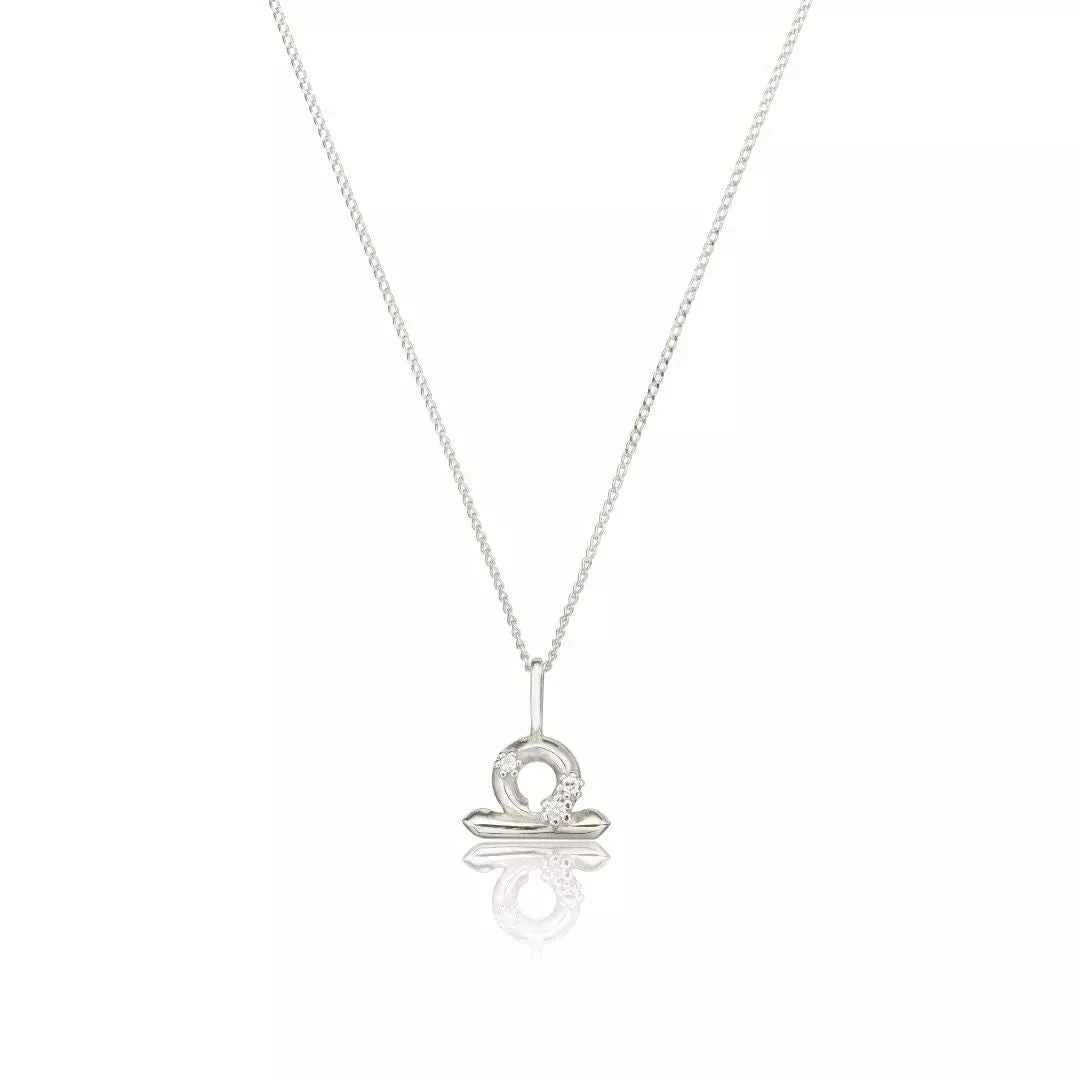 Solid White Gold Genuine Diamond Zodiac Necklace - Image 15
