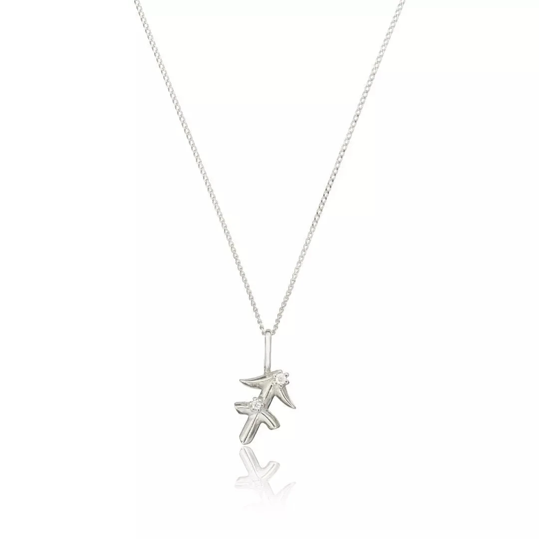 Solid White Gold Genuine Diamond Zodiac Necklace - Image 17
