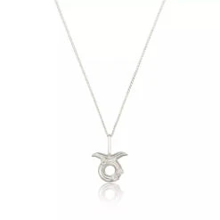 Solid White Gold Genuine Diamond Zodiac Necklace