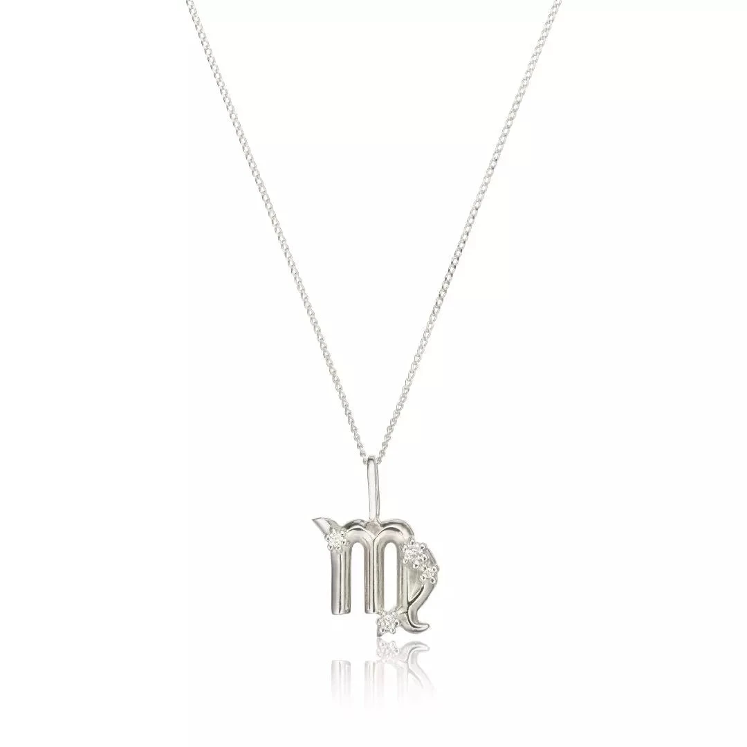 Solid White Gold Genuine Diamond Zodiac Necklace - Image 10