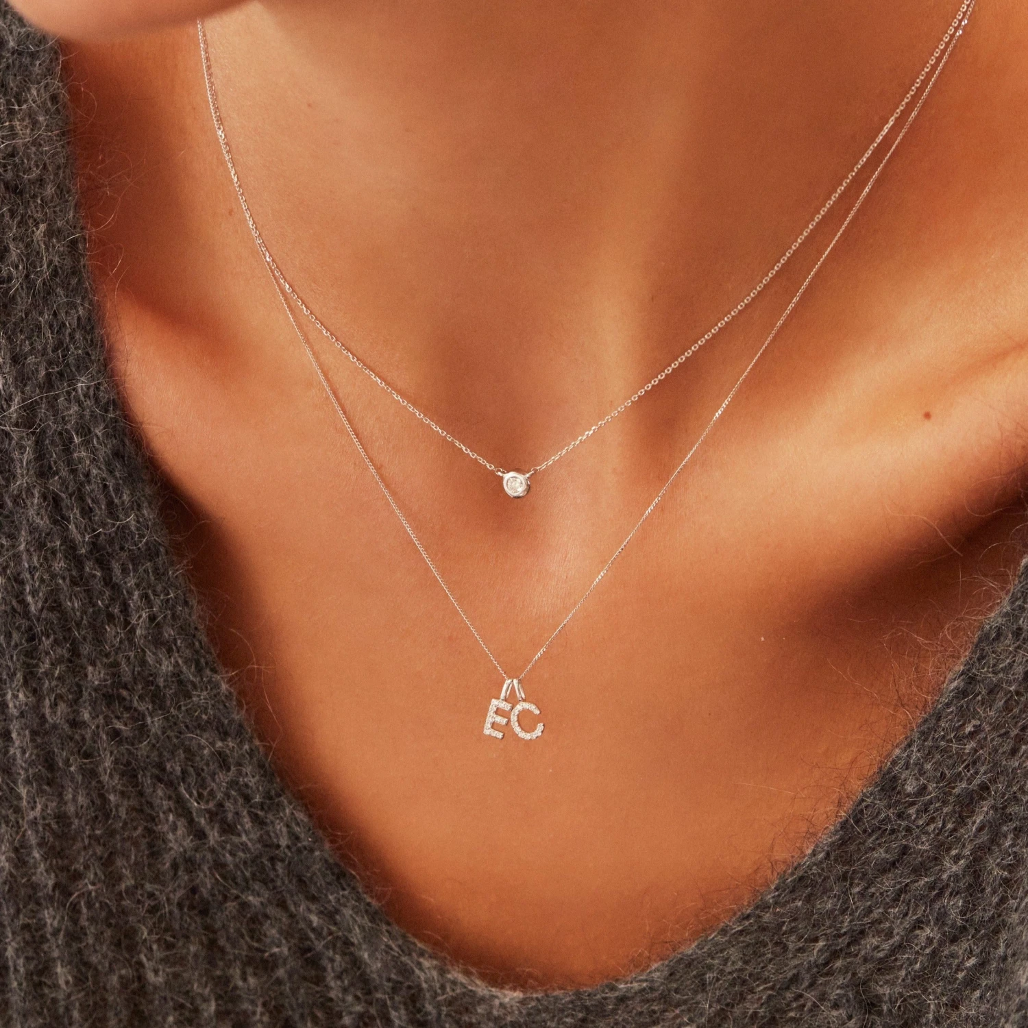 Solid Gold Genuine Diamond Individual Initial Charm - Image 7