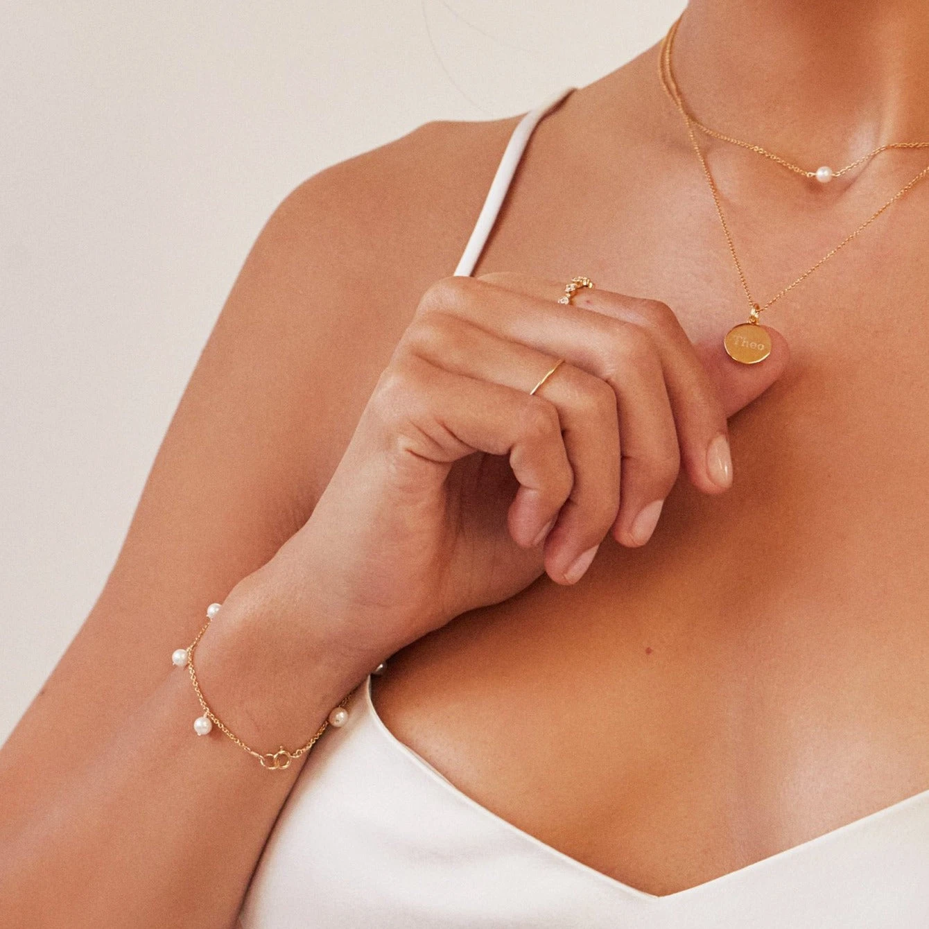 Gold Pearl Drop Bracelet - Image 6