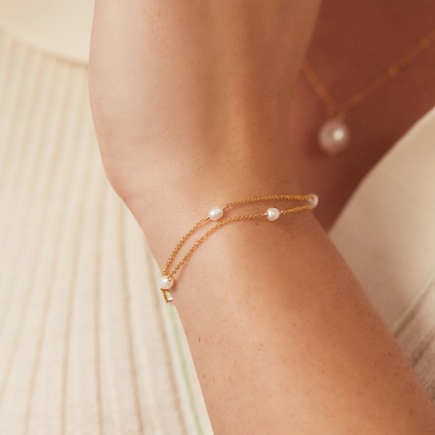 Gold Layered Seed Pearl Bracelet - Image 2