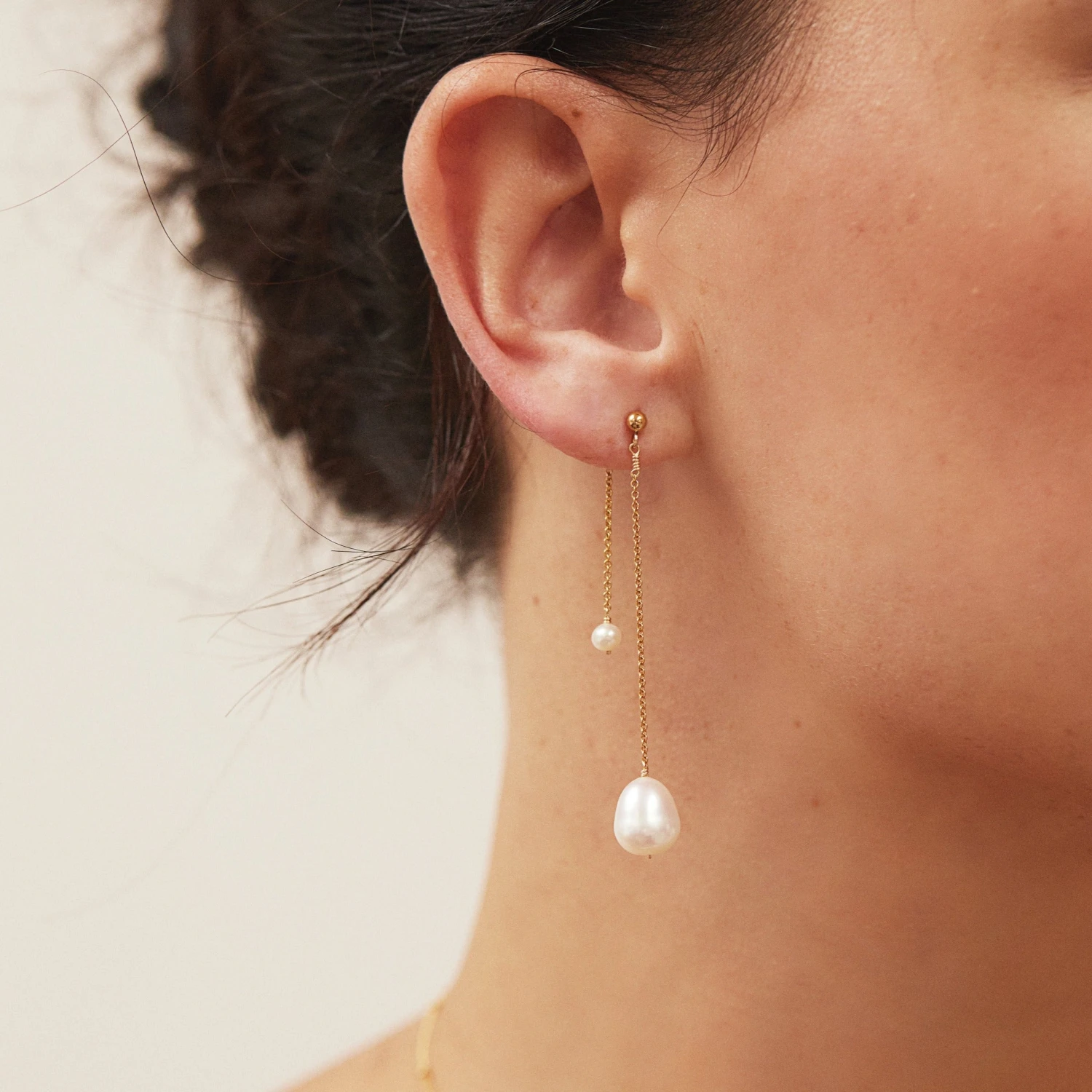 Silver Layered Large And Small Pearl Earrings - Image 6