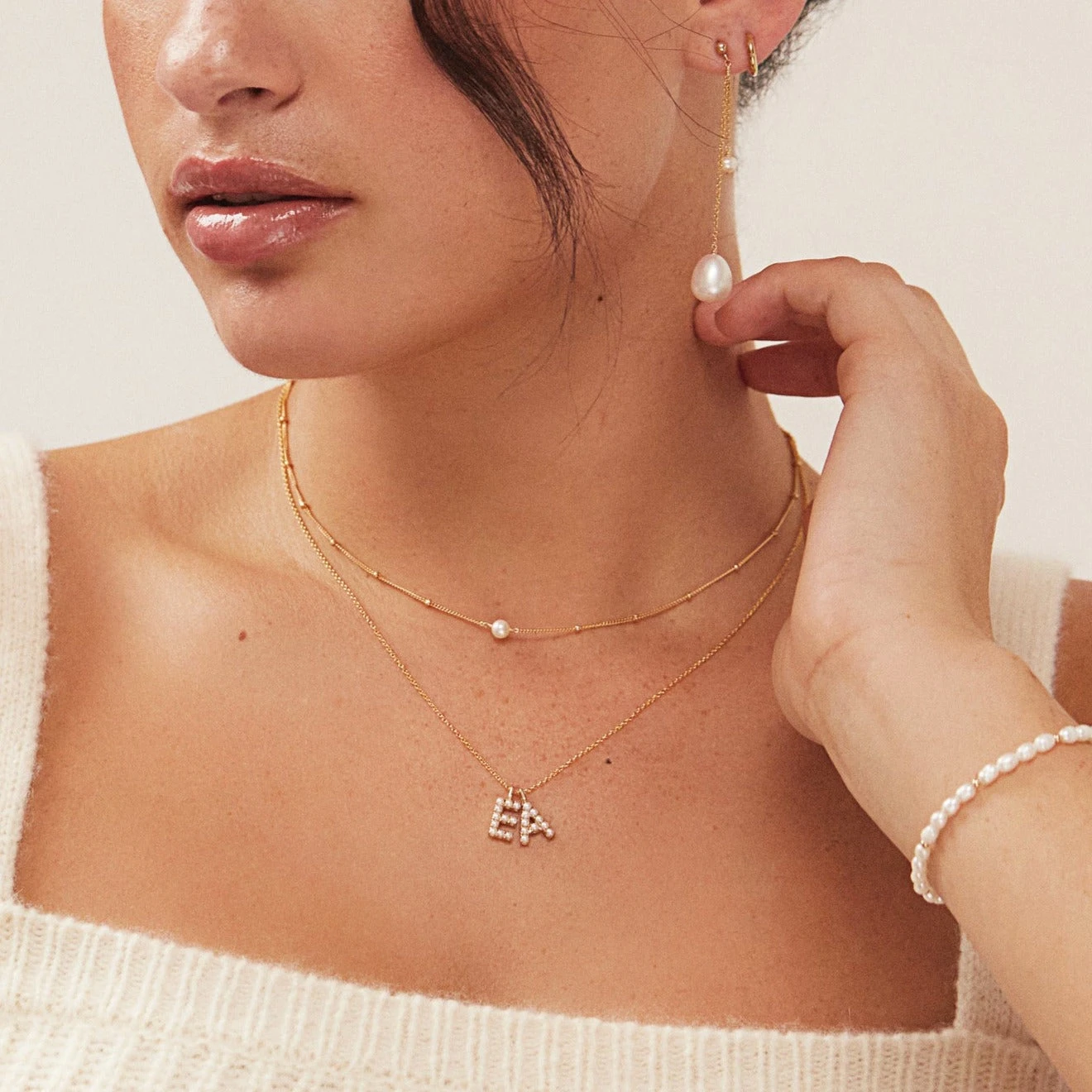 Gold Satellite Single Pearl Choker - Image 5