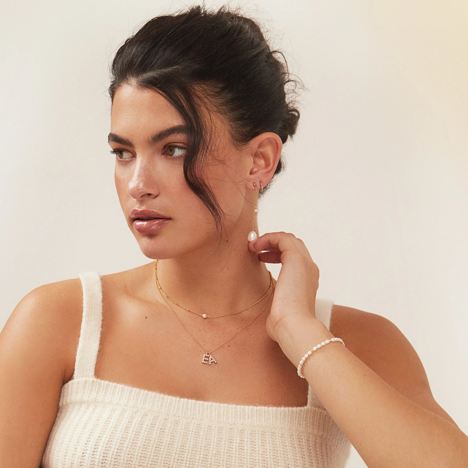 Silver Beaded Seed Pearl Bracelet - Image 3