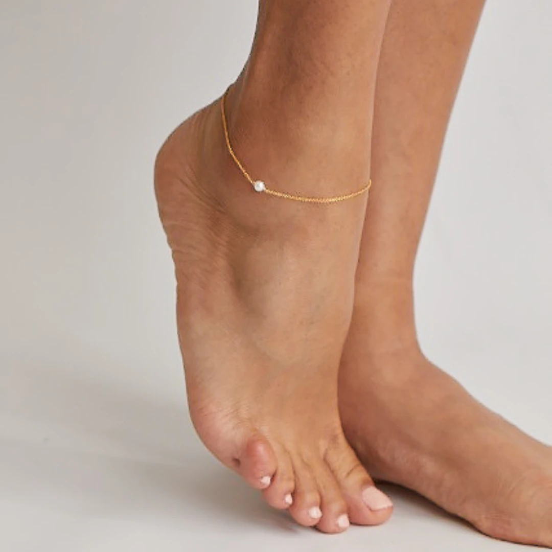 Gold Small Pearl Anklet - Image 2