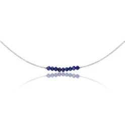 White Gold Lapis Gemstone Cluster Choker