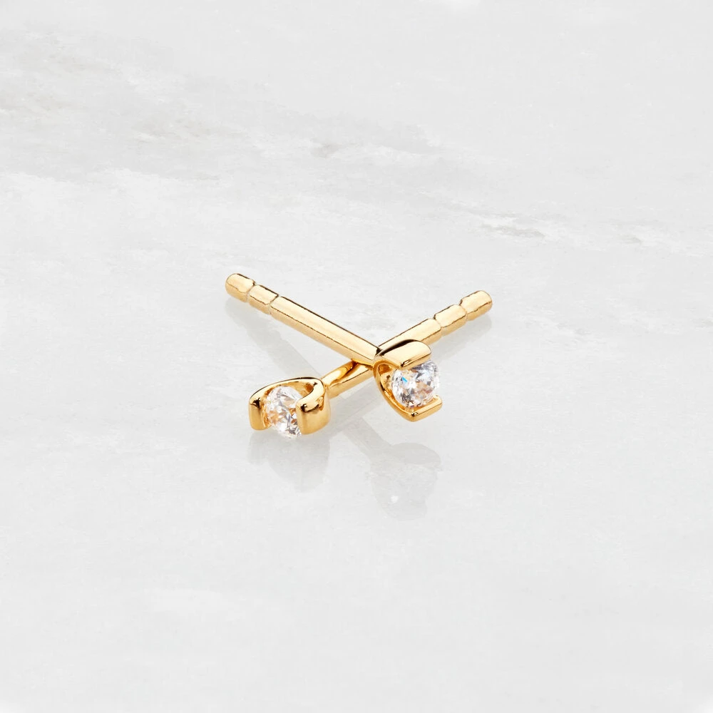 Gold Small Diamond Style Studs - Image 4