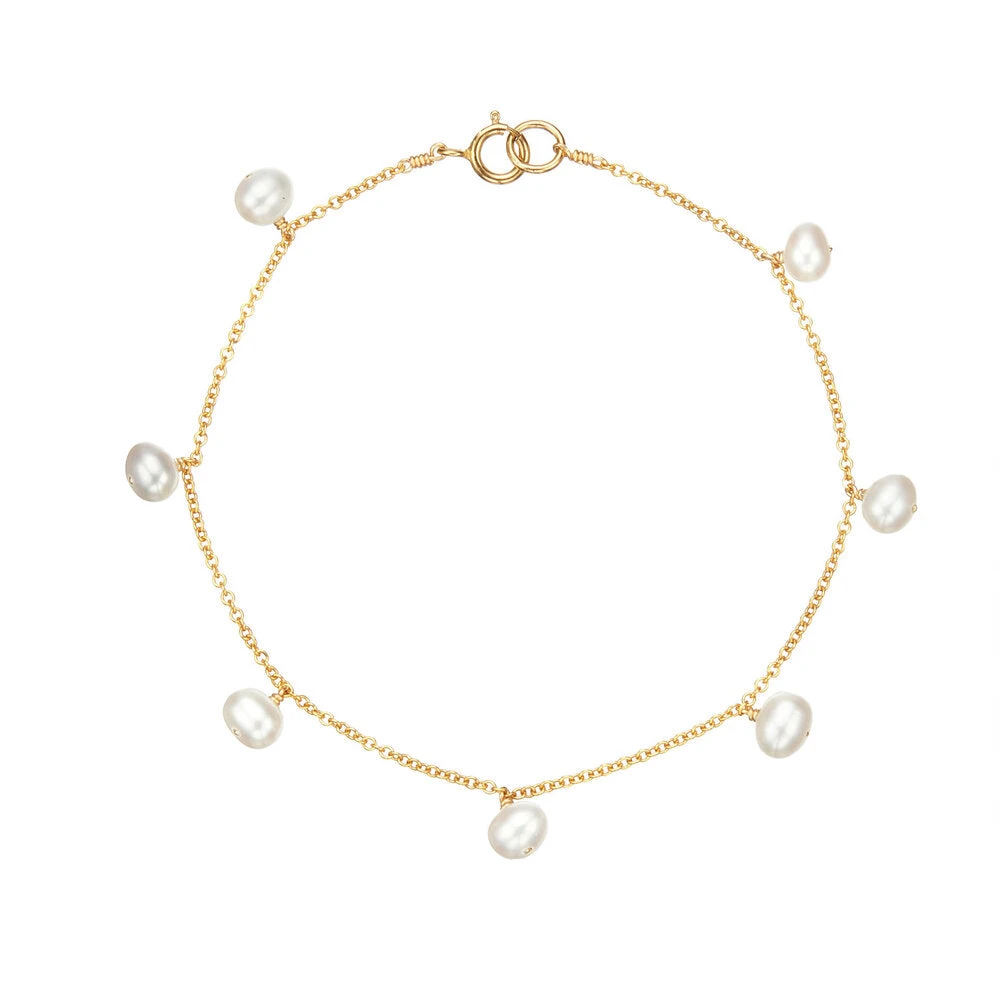 Gold Pearl Drop Bracelet
