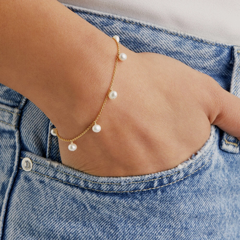 Gold Pearl Drop Bracelet - Image 3