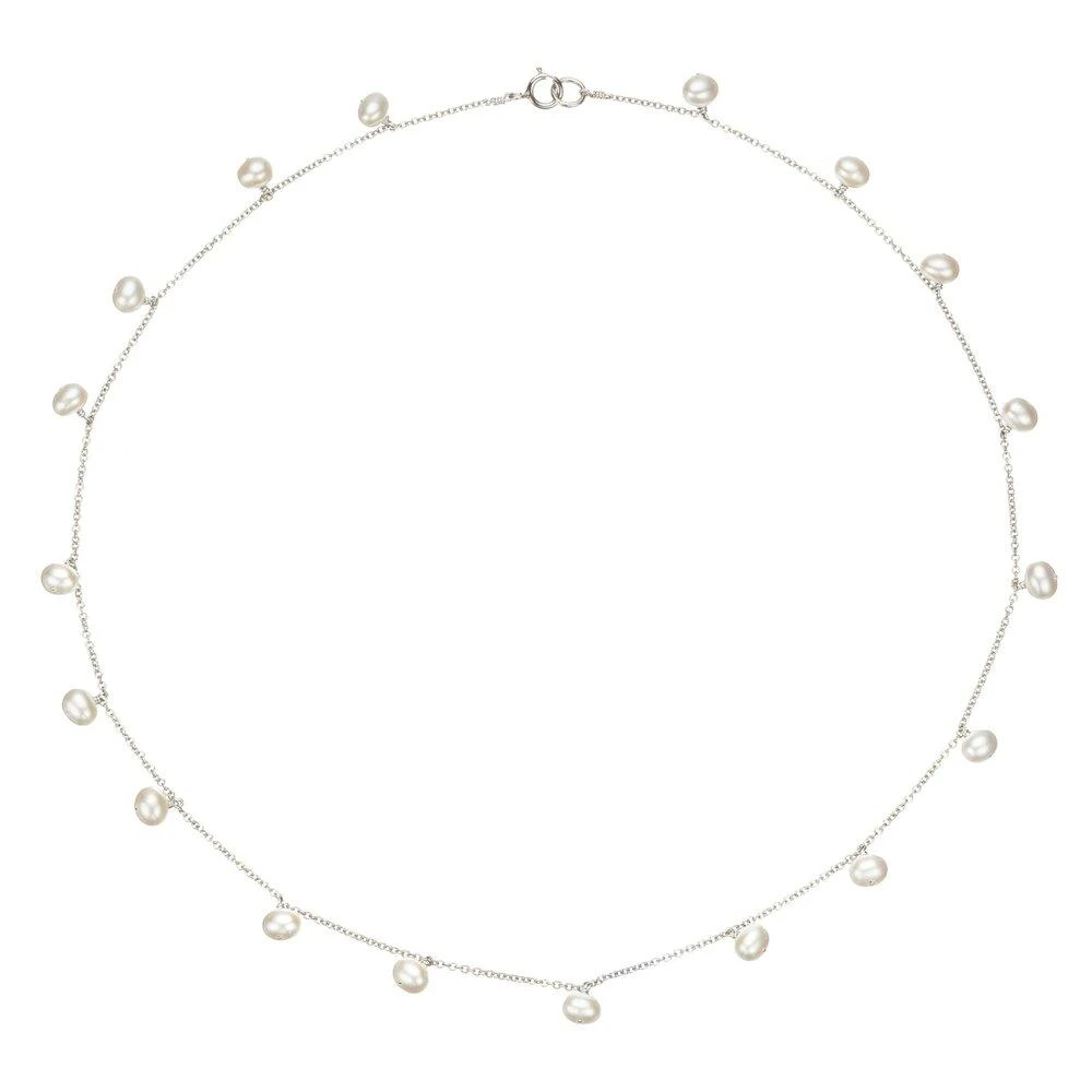 White Gold Pearl Drop Choker