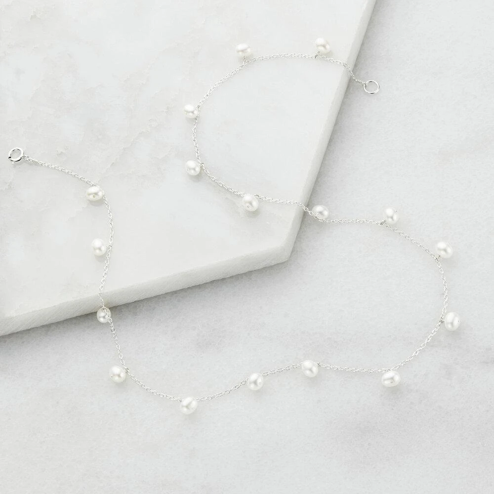 White Gold Pearl Drop Choker - Image 5