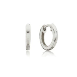 Silver Small Rounded Plain Huggie Hoop Earrings