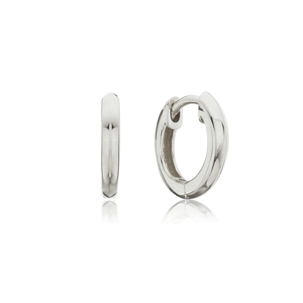 Silver Small Rounded Plain Huggie Hoop Earrings