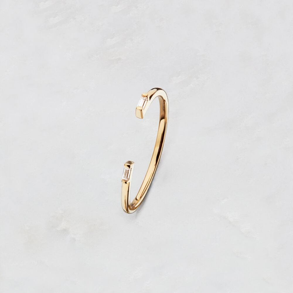Gold Diamond Style Baguette Gap Ring - Image 3