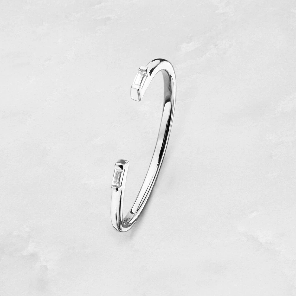 Silver Diamond Style Baguette Gap Ring - Image 3