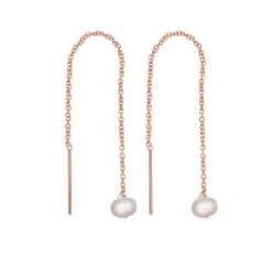 Rose Gold Pearl Drop Ear Threaders