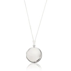 Silver Large Round Locket Necklace