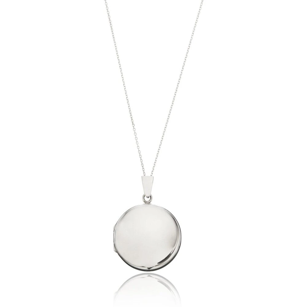 Silver Large Round Locket Necklace