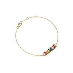 Gold Rainbow Gemstone Cluster Bracelet