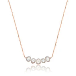 Rose Gold Pearl Cluster Necklace