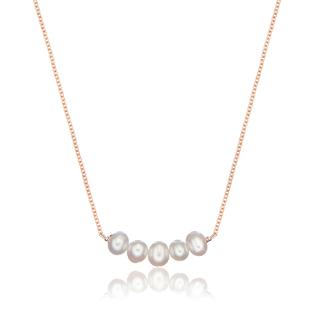 Rose Gold Pearl Cluster Necklace