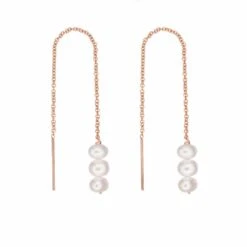 Rose Gold Cluster Pearl Drop Ear Threaders