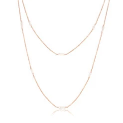 Rose Gold Layered Mini Pearl Necklace