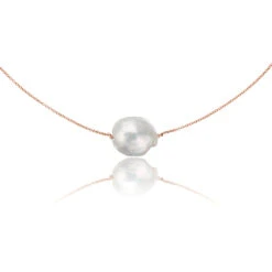 Rose Gold Large Baroque Pearl Choker