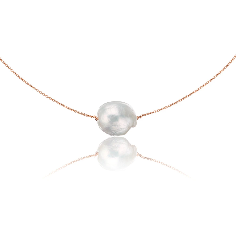 Rose Gold Large Baroque Pearl Choker