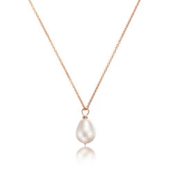 Rose Gold Large Single Pearl Necklace