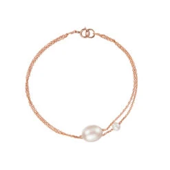 Rose Gold Layered Large And Small Pearl Bracelet