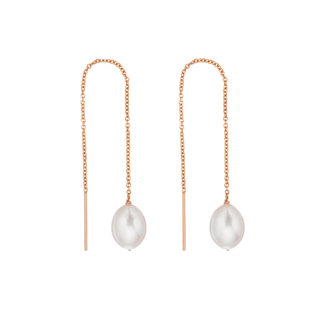 Rose Gold Large Pearl Drop Ear Threaders
