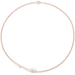 Rose Gold Layered Large And Small Pearl Choker