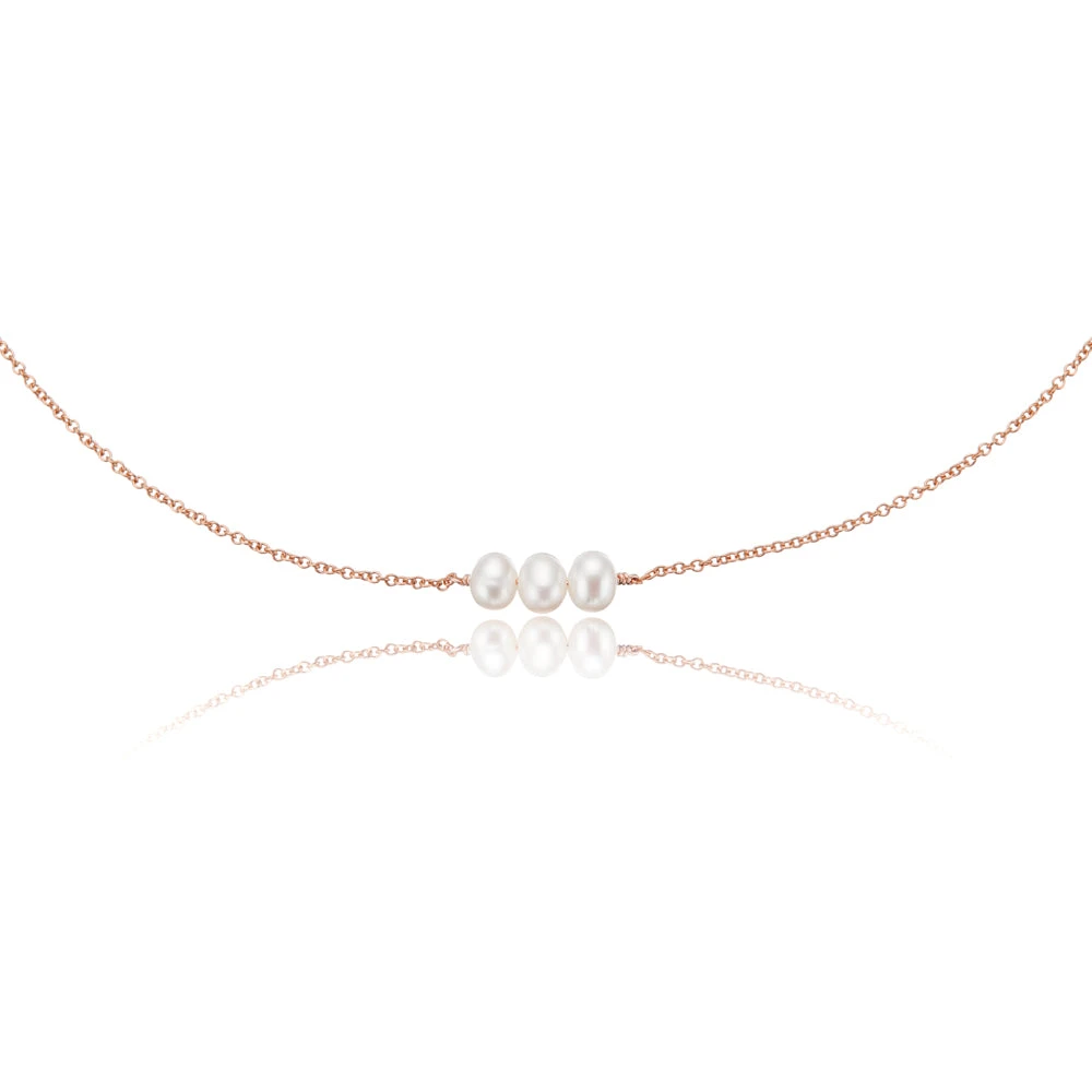 Rose Gold Cluster Pearl Choker