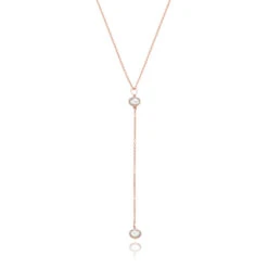 Rose Gold Pearl Lariat Necklace