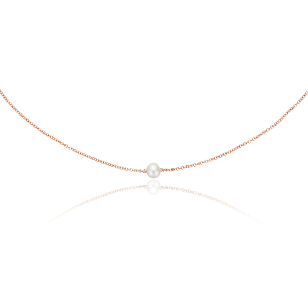 Rose Gold Single Pearl Choker