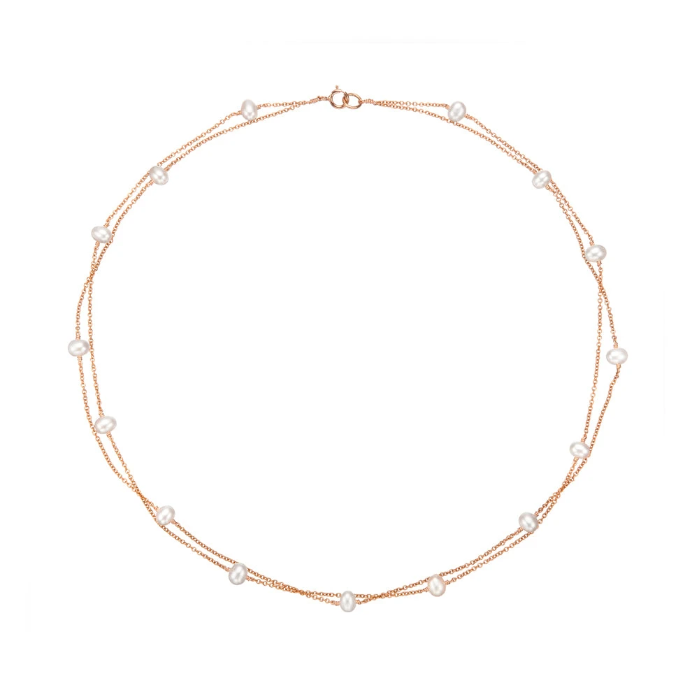 Rose Gold Layered Pearl Necklace