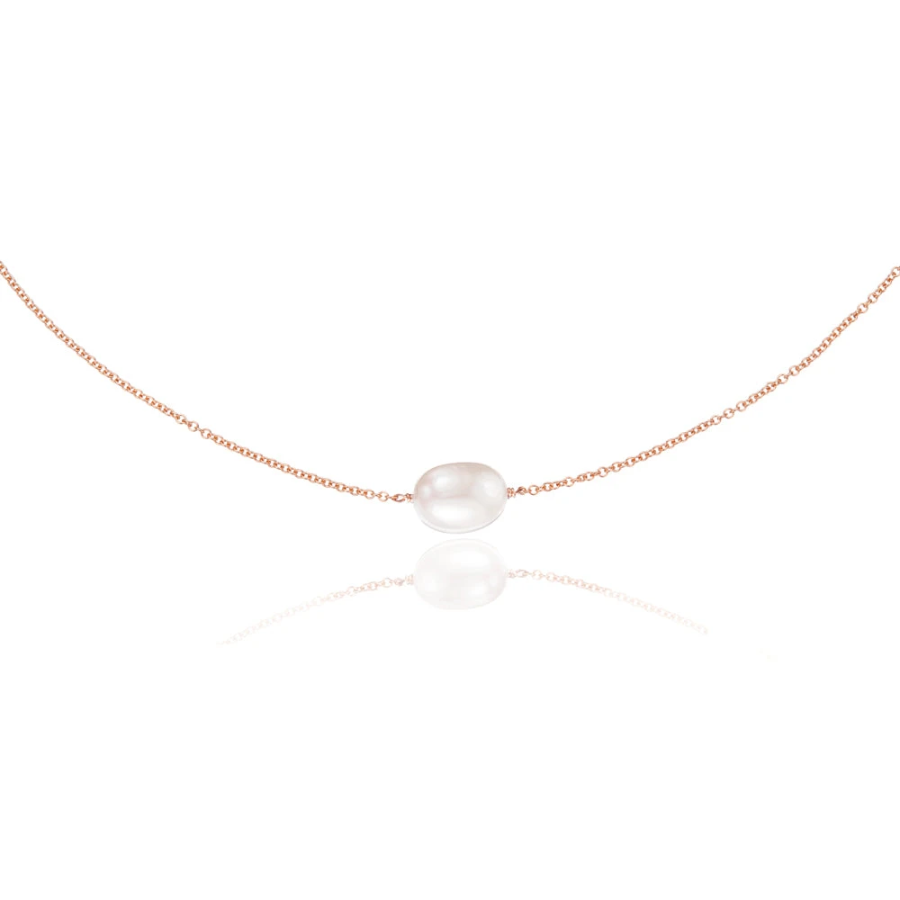 Rose Gold Large Single Pearl Choker