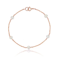 Rose Gold Five Pearl Bracelet