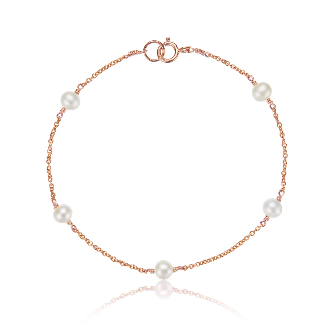 Rose Gold Five Pearl Bracelet