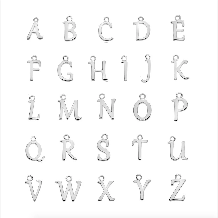 Solid White Gold Curve Initial Letter Necklace - Image 15