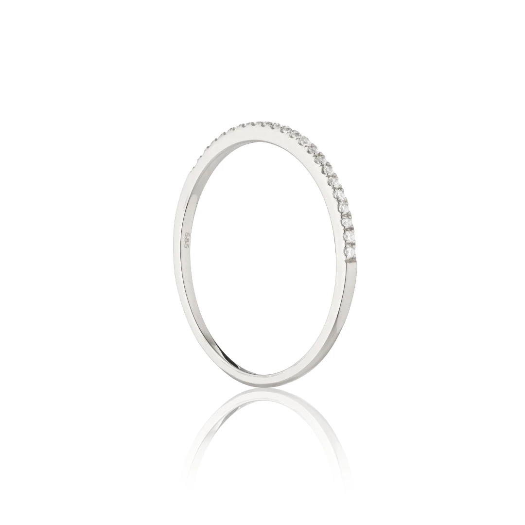 Silver Diamond Style Half Eternity Ring - Image 3