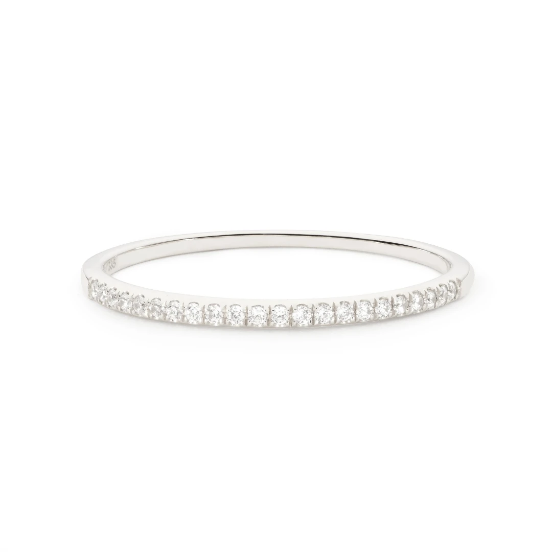 Silver Diamond Style Half Eternity Ring - Image 5