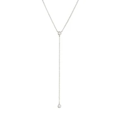 Silver Diamond Style Lariat Necklace