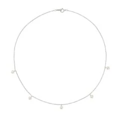 Solid White Gold Five Pearl Drop Choker