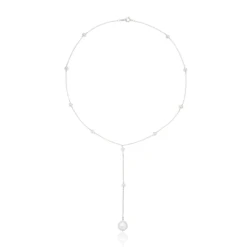 Silver Multi Pearl Lariat Necklace