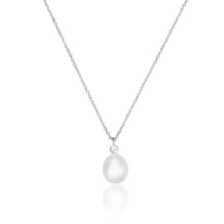Silver Single Diamond Style Pearl Necklace